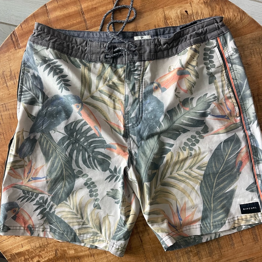 Rip Curl Men's Jungle Print Board Shorts - Green and Orange